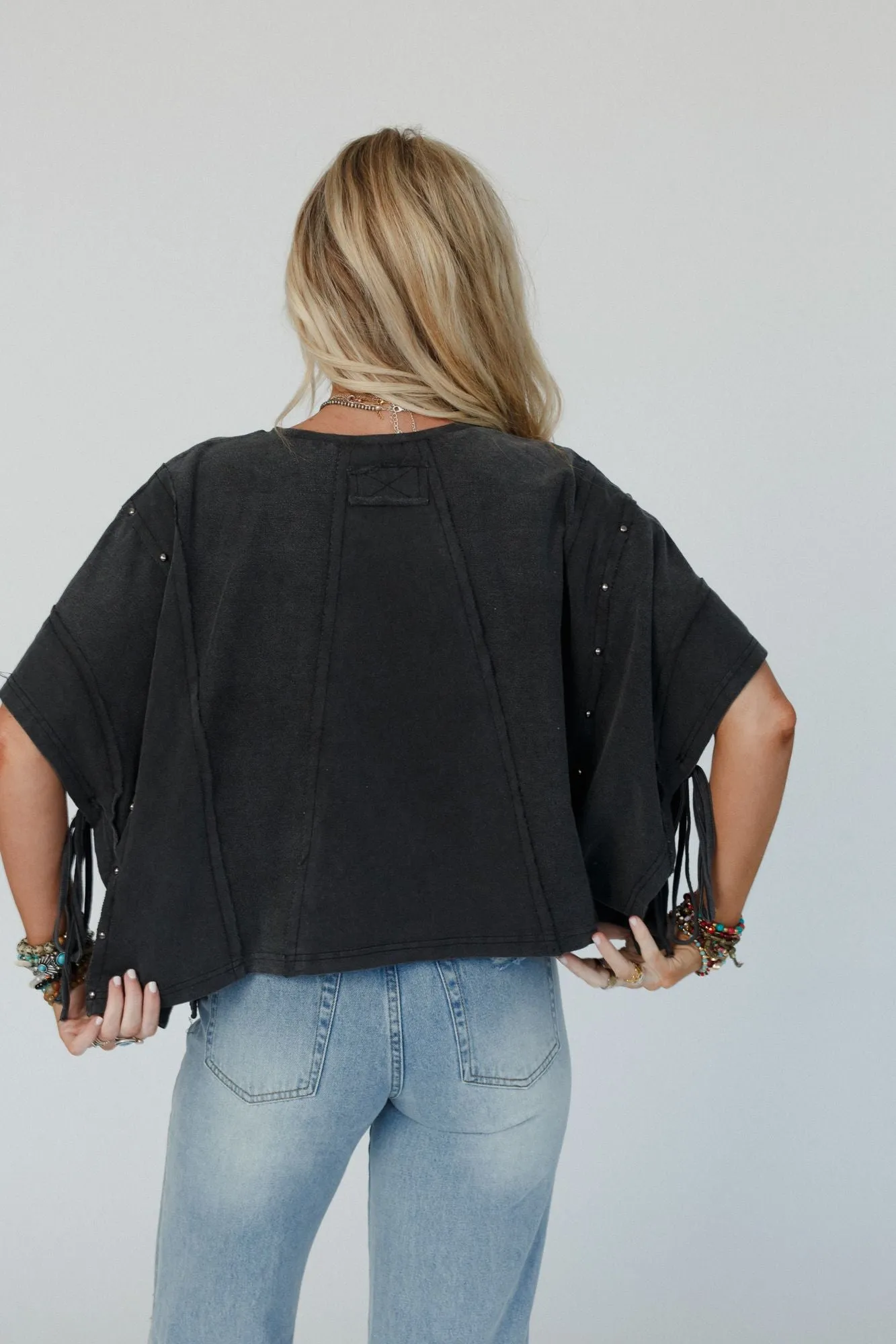 Cape Cod Studded Top - Charcoal