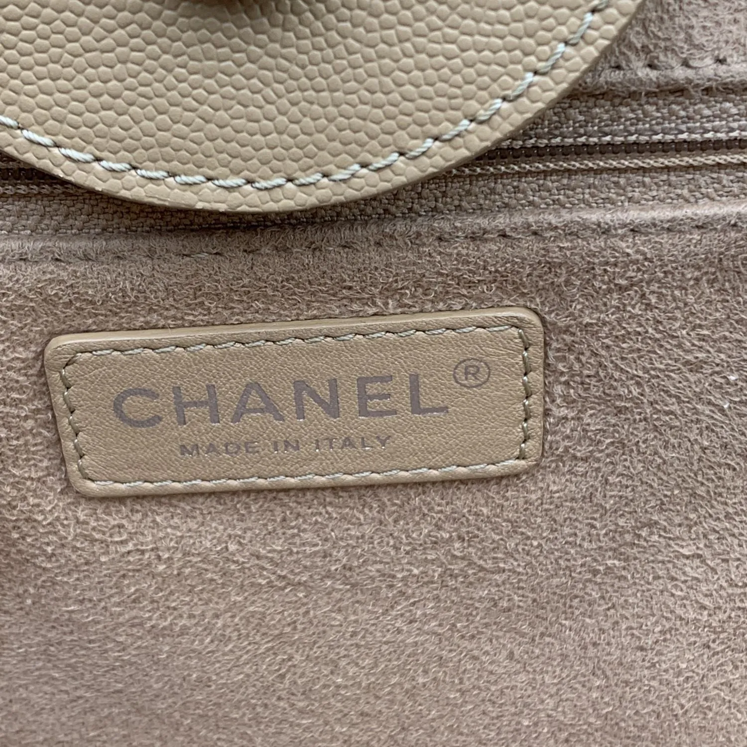 Chanel Beige Caviar Leather Studded Deauville Tote Shoulder Bag