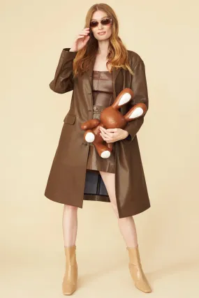 Chocolate Eco Leather Trench Coat