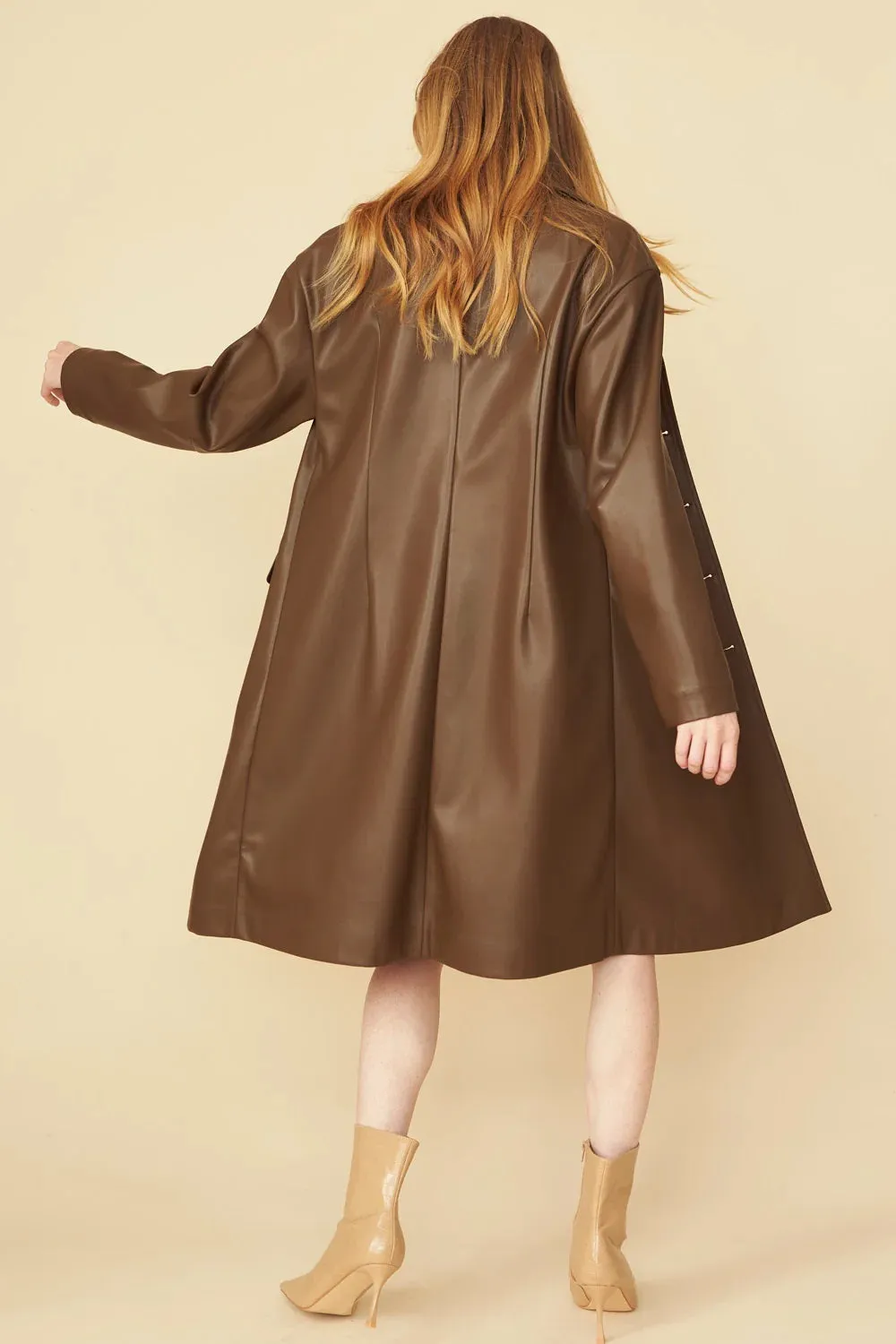 Chocolate Eco Leather Trench Coat