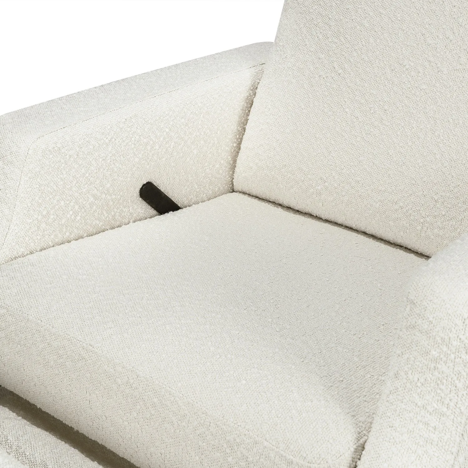 Crewe Recliner   Swivel Glider in Eco-Performance Fabric - Ivory Boucle w/ Light Wood Base