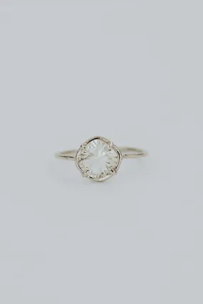 Cushion Cut Sunstone Ring - 14K White Gold