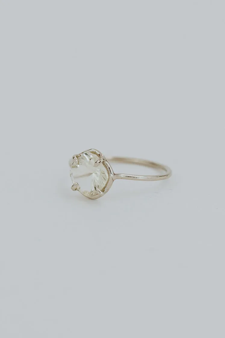 Cushion Cut Sunstone Ring - 14K White Gold