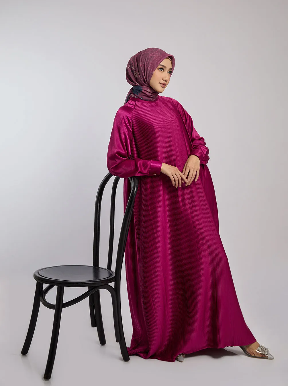 DENA DRESS PLAIN FUSCHIA