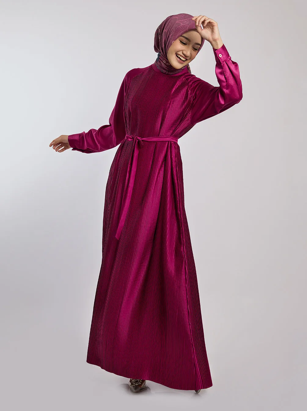 DENA DRESS PLAIN FUSCHIA