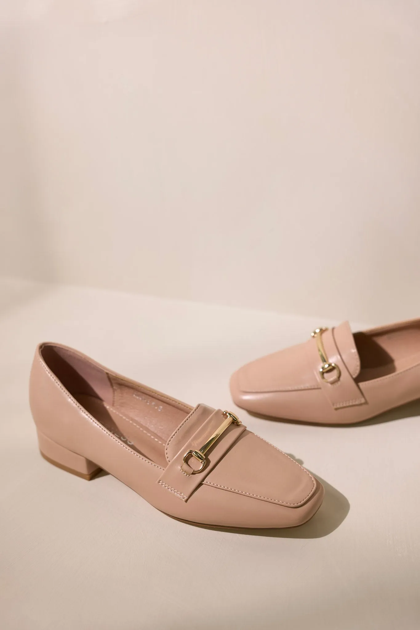 Elegant Stroll Beige Vegan Leather Loafers