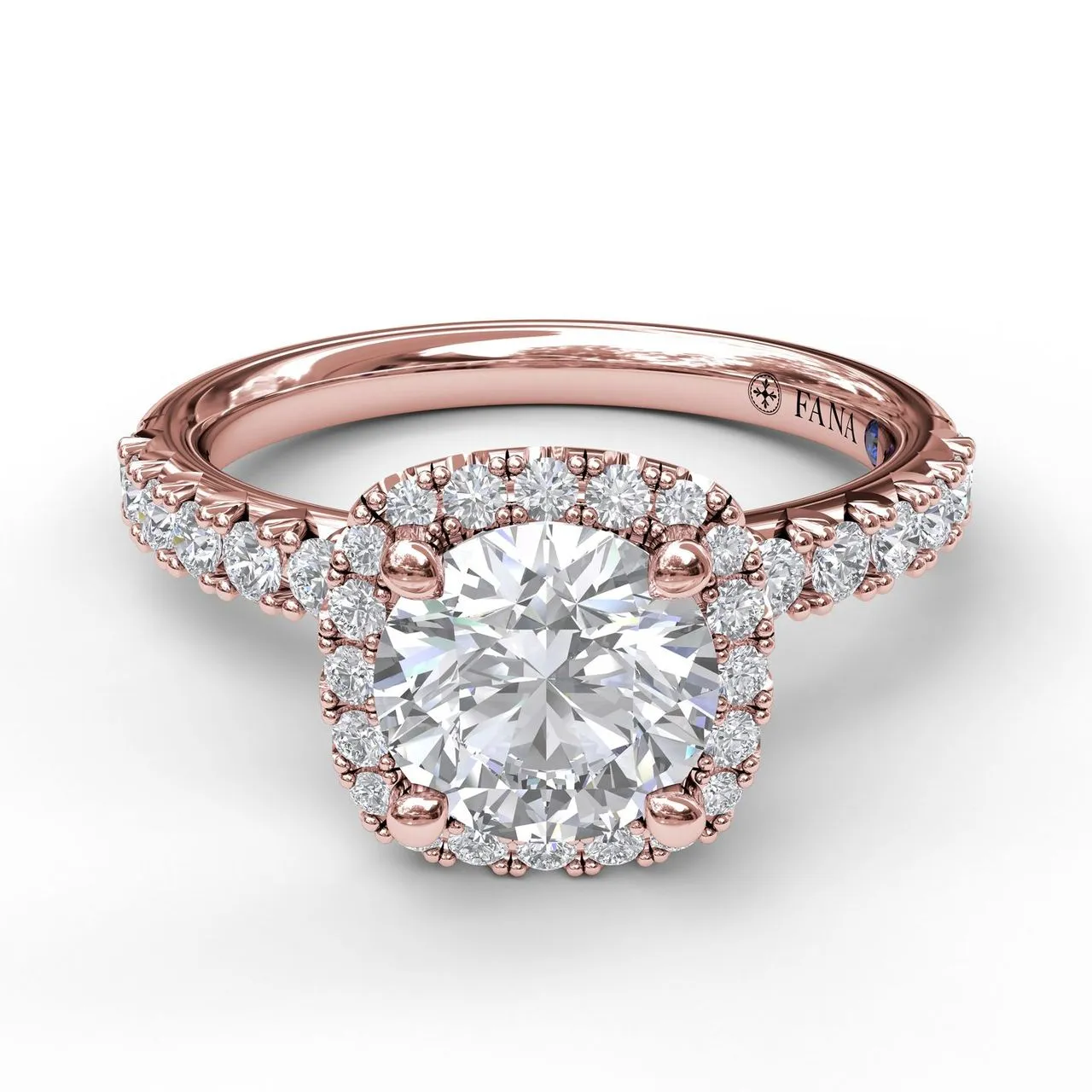 Fana Classic Diamond Halo Engagement Ring with a Gorgeous Side Profile 3817