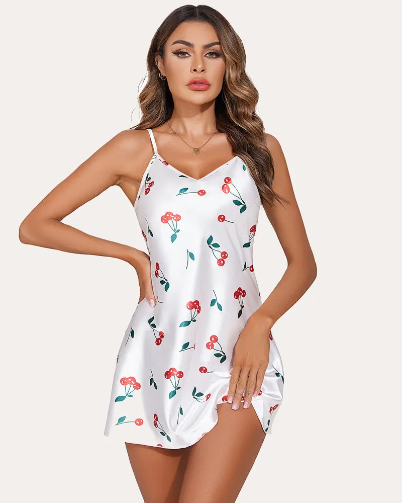 Floral Satin Dress Mini Slip Nightwear