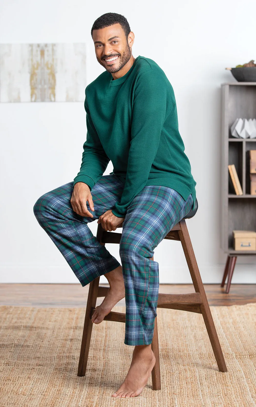 Heritage Plaid Thermal-Top Men's Pajamas - Couples