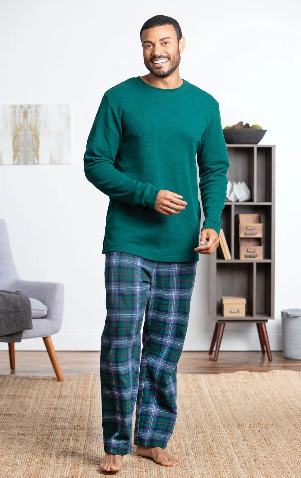 Heritage Plaid Thermal-Top Men's Pajamas - Couples