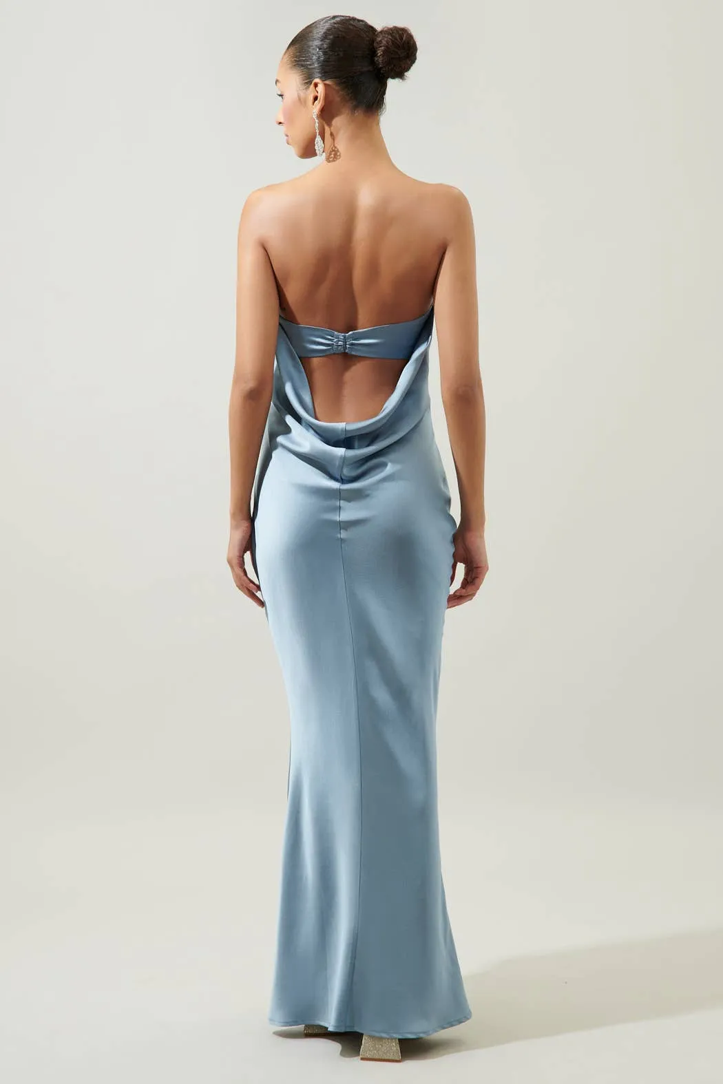 Infinite Open Back Satin Maxi Dress