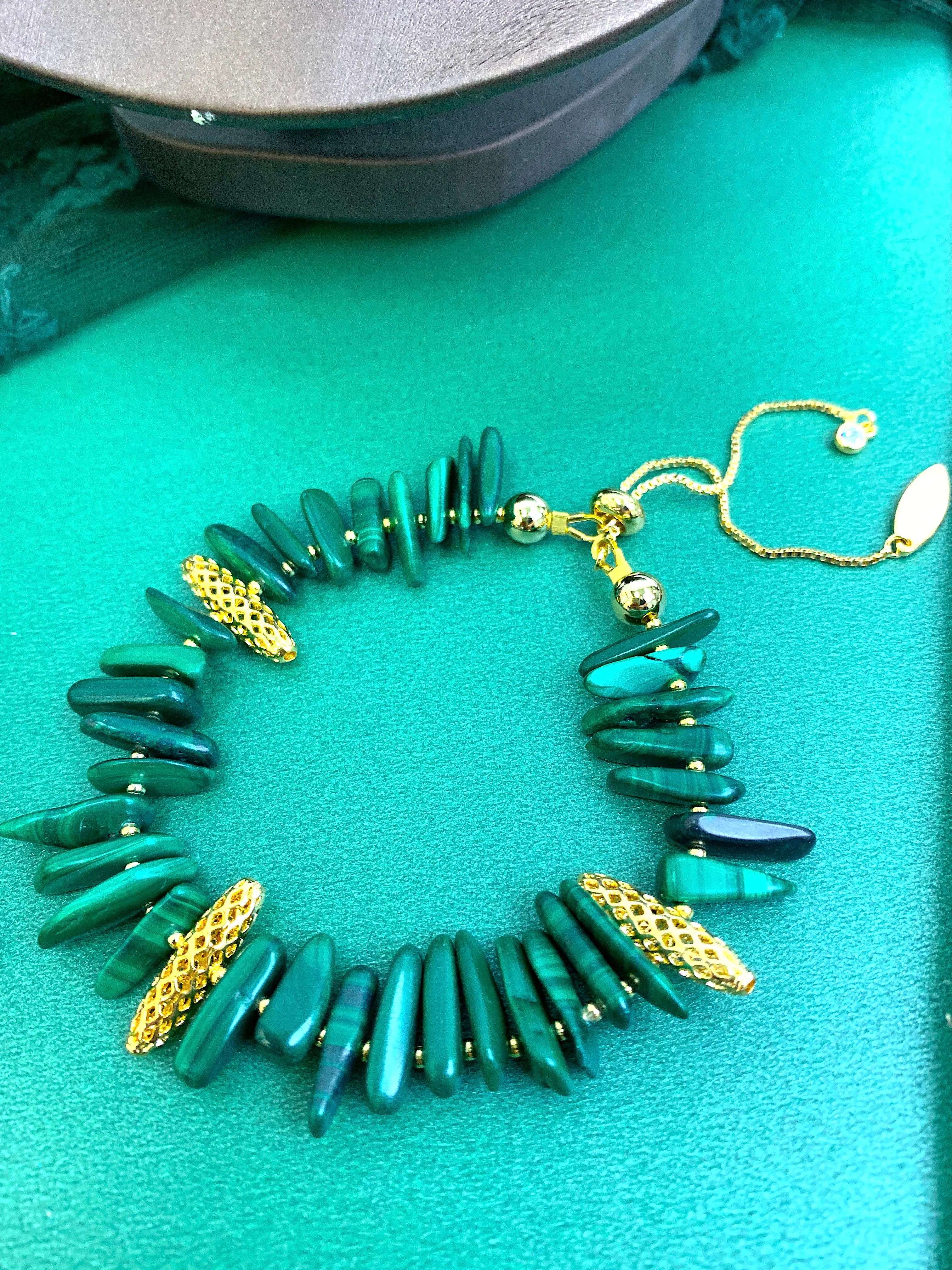 Irregular Malachite Adjustable Bracelet HB005