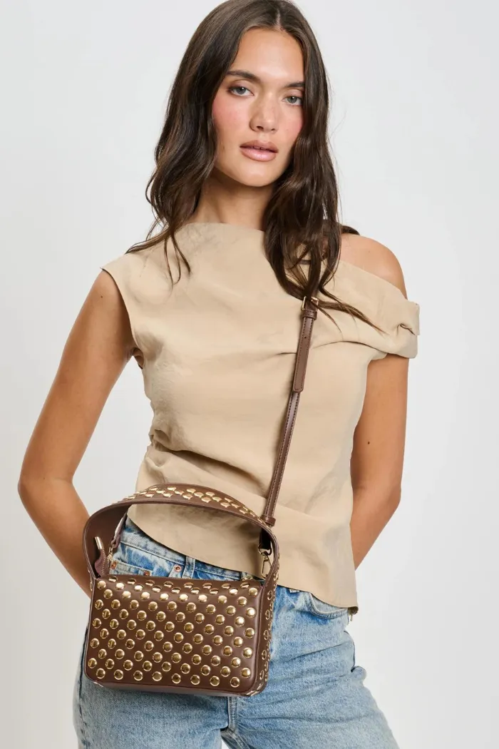 Isabel Studded Crossbody - Chocolate