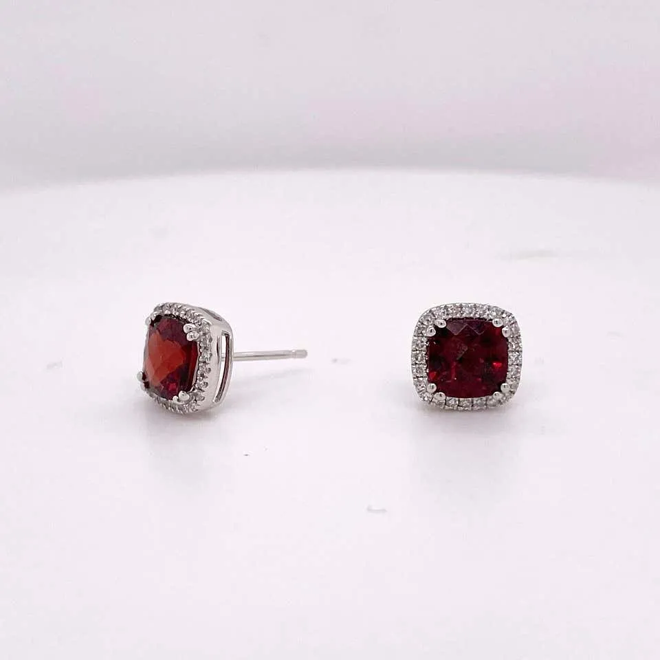 January Garnet & Diamond Earrings