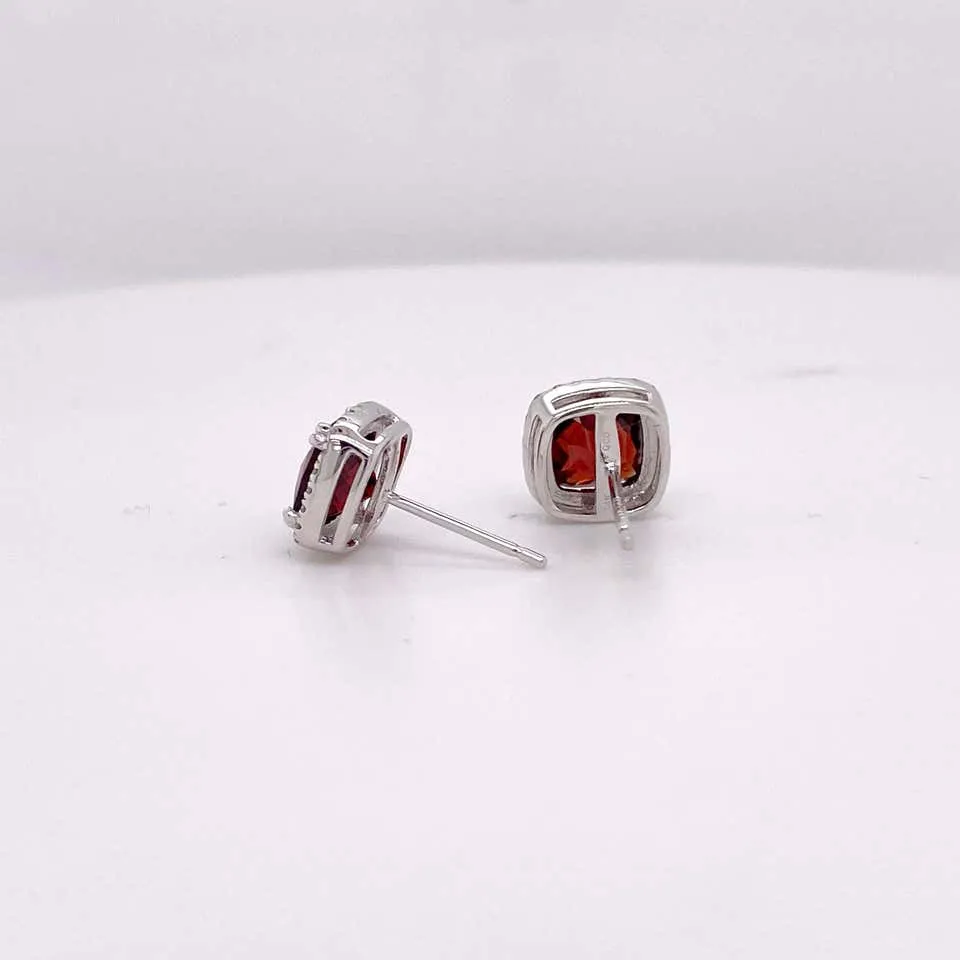 January Garnet & Diamond Earrings