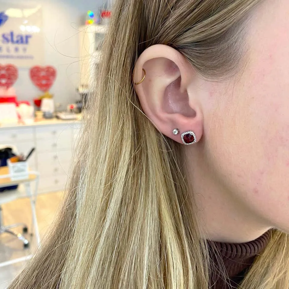 January Garnet & Diamond Earrings