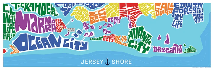 Jersey Shore: Ocean City through Atlantic City Type Map