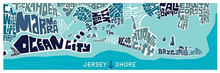 Jersey Shore: Ocean City through Atlantic City Type Map