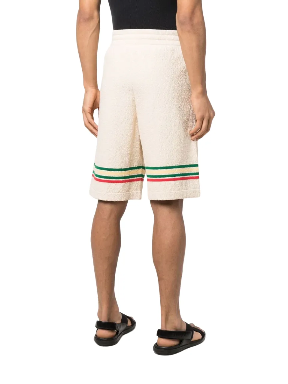 Jil Sander Stripe-Print Colored Shorts Beige