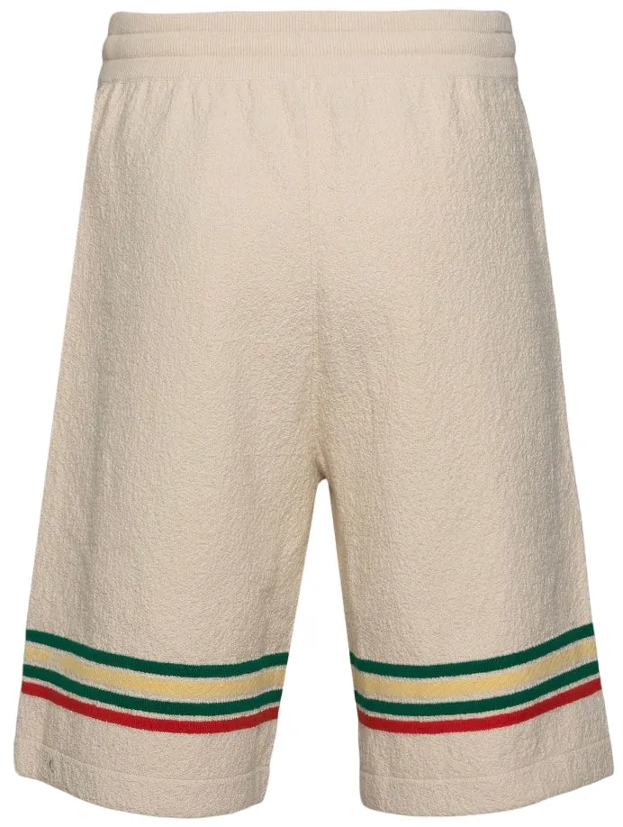 Jil Sander Stripe-Print Colored Shorts Beige