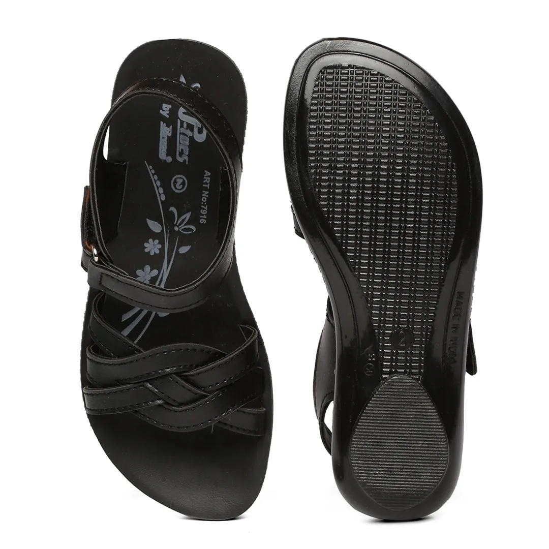 Kids Black P-Toes Sandals