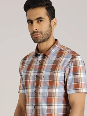 Men Checked Half Sleeve Cotton Shirt