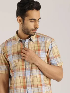 Men Checked Half Sleeve Cotton Shirt