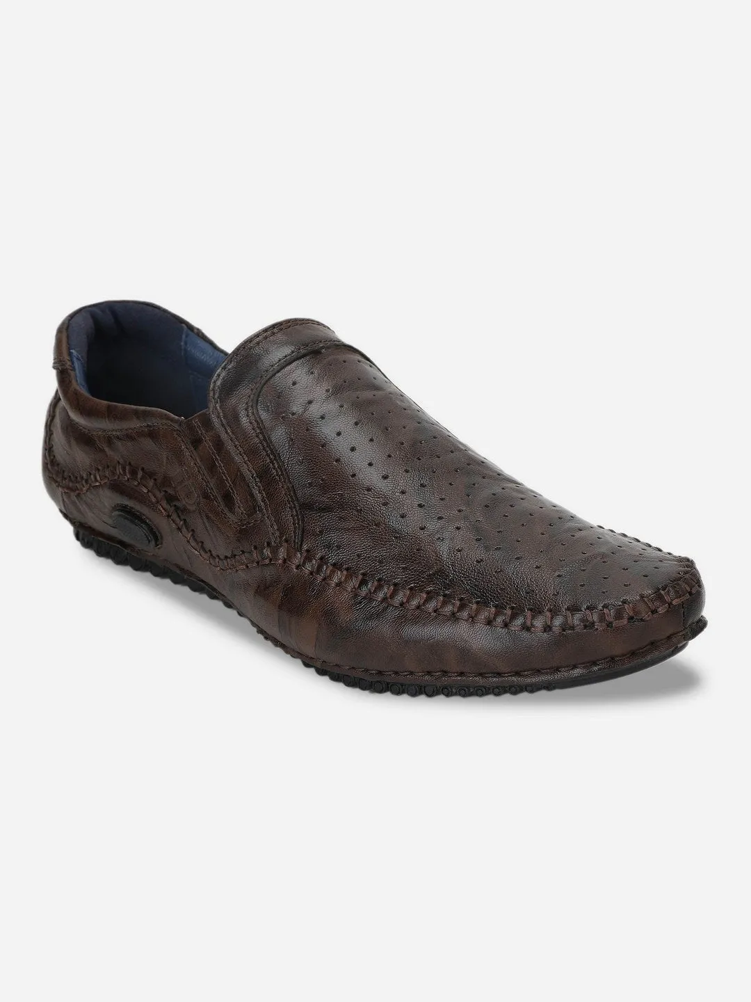 Men's Brown Crumble Leather Driving Slip On (ID1050)