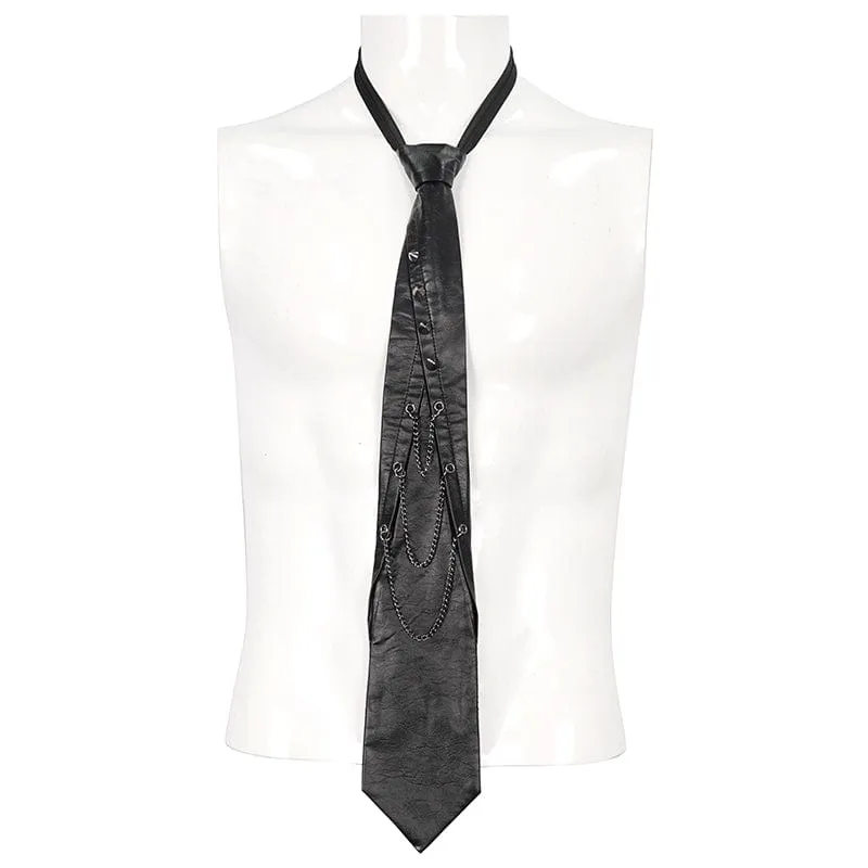 Men's Gothic Studded Faux Leather Necktie