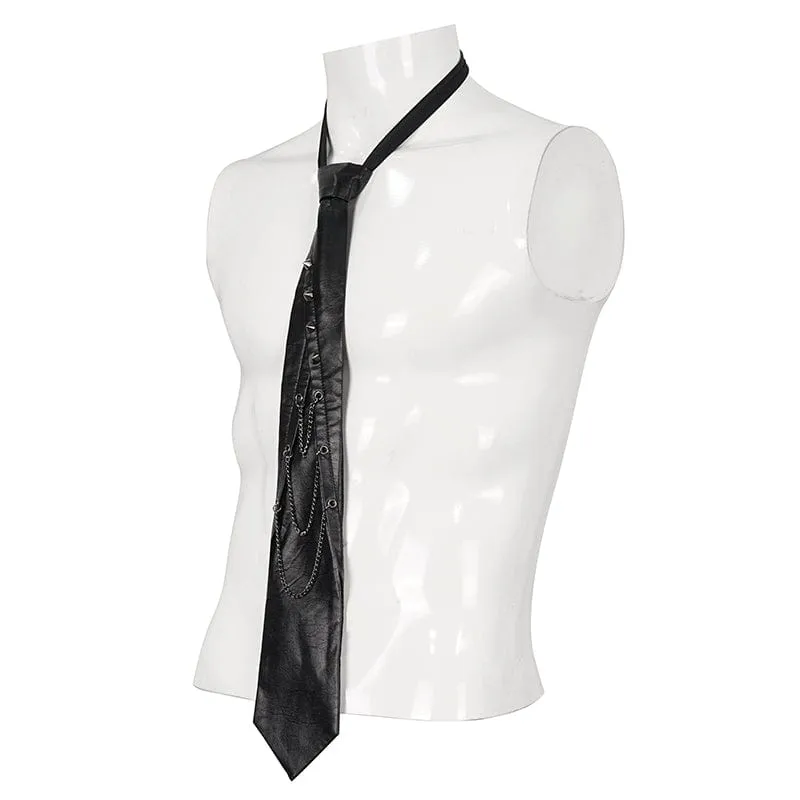 Men's Gothic Studded Faux Leather Necktie