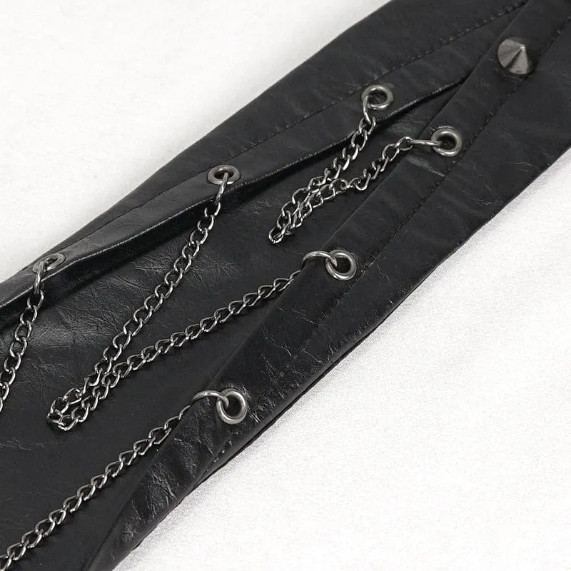 Men's Gothic Studded Faux Leather Necktie