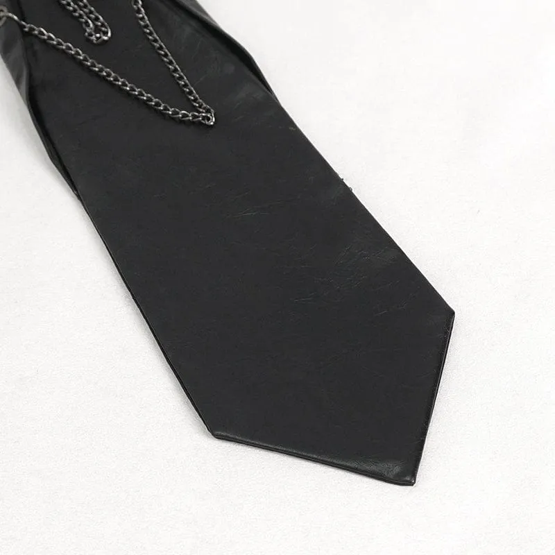 Men's Gothic Studded Faux Leather Necktie