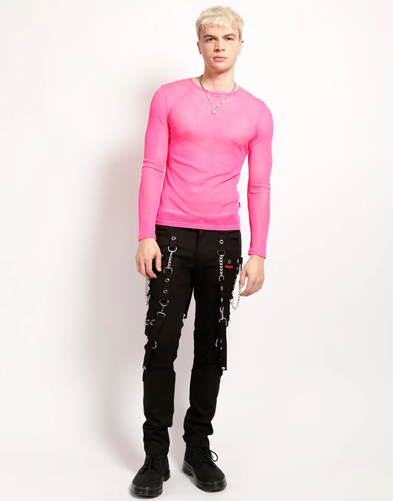 MENS LONG SLEEVE FISHNET PINK