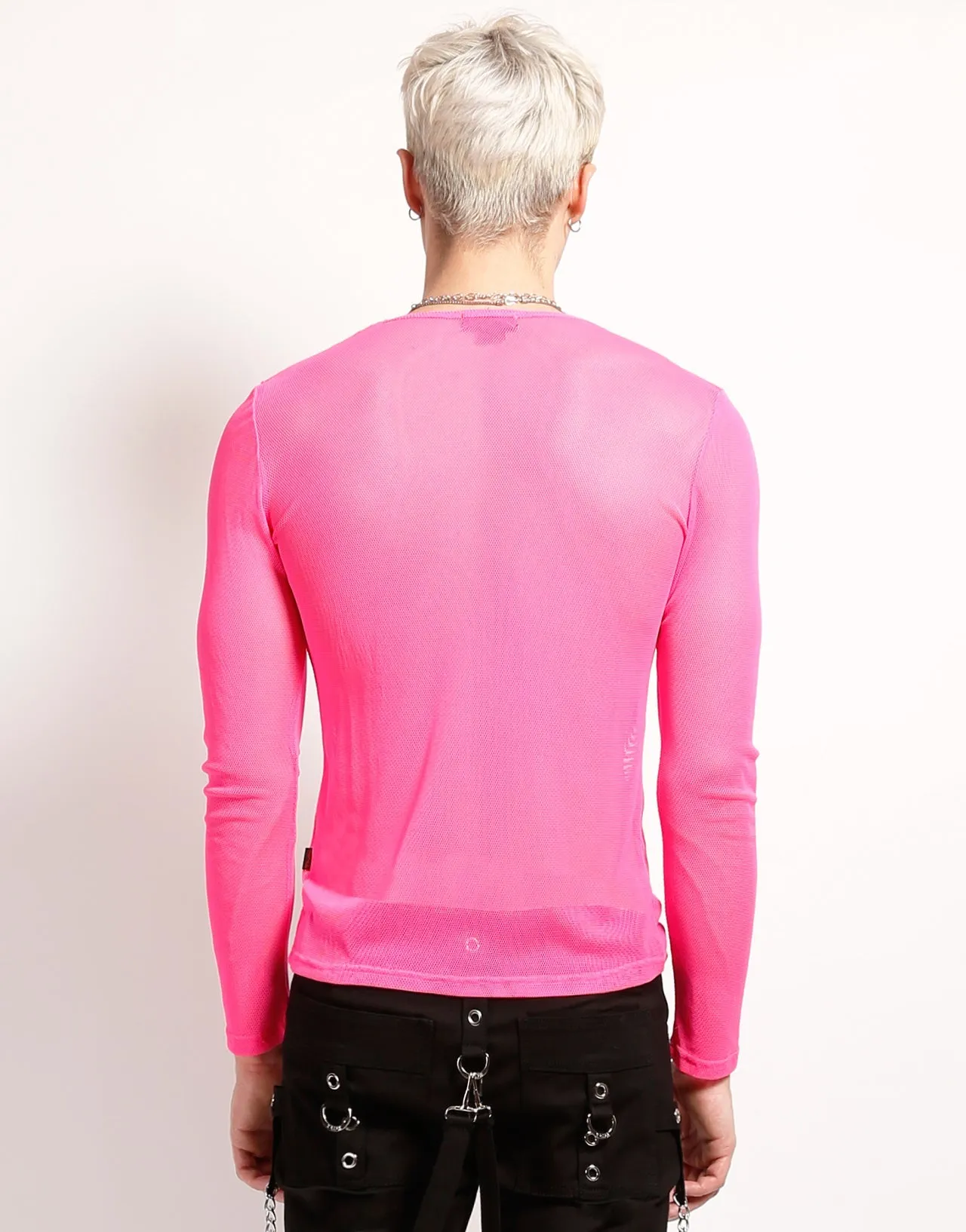 MENS LONG SLEEVE FISHNET PINK