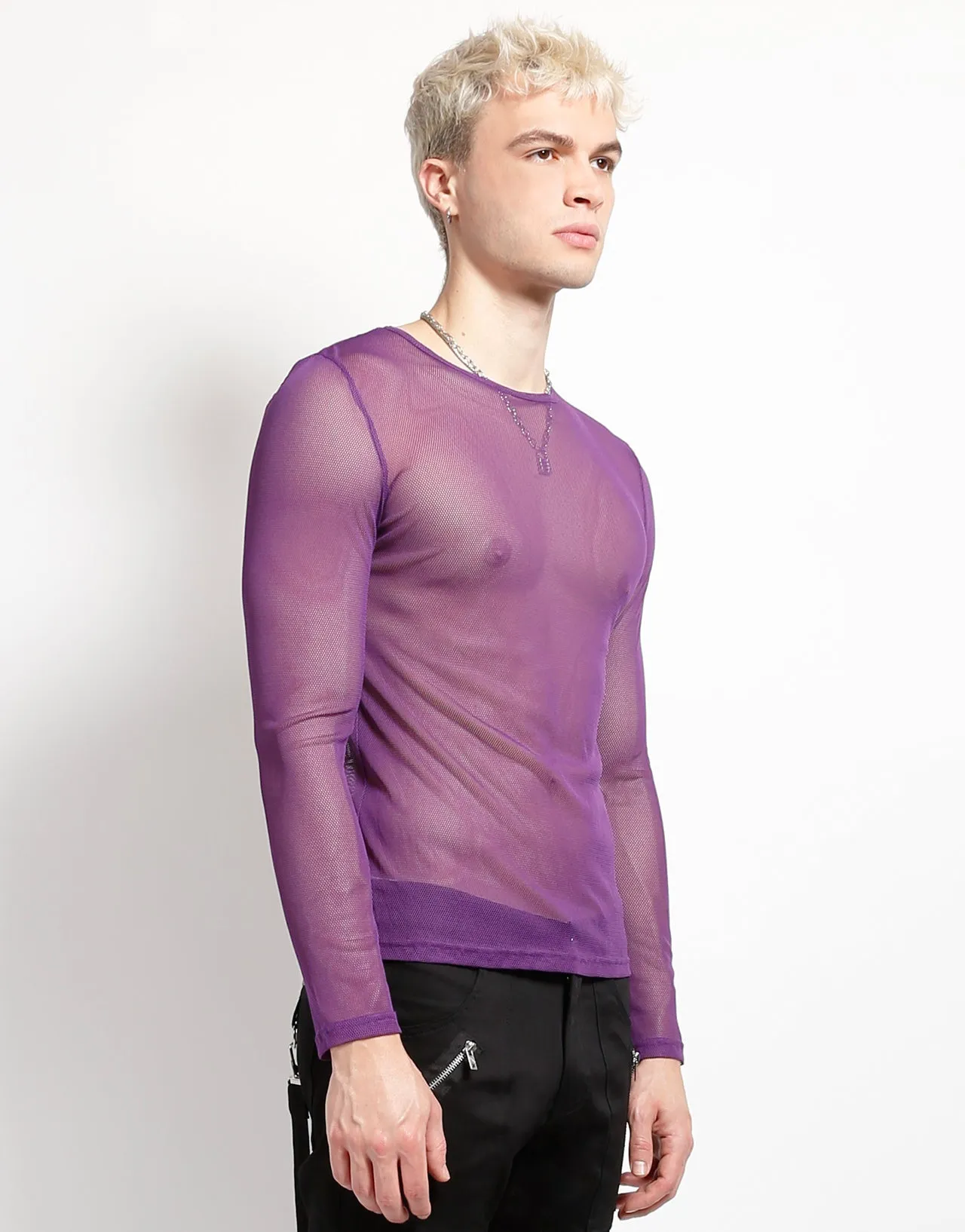 MENS LONG SLEEVE FISHNET PURPLE