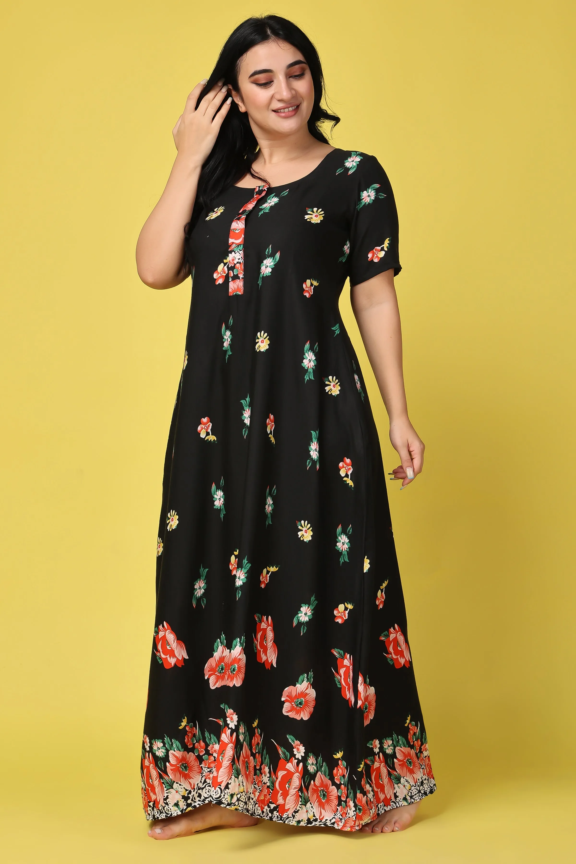 Midnight Garden Rayon Night Gown