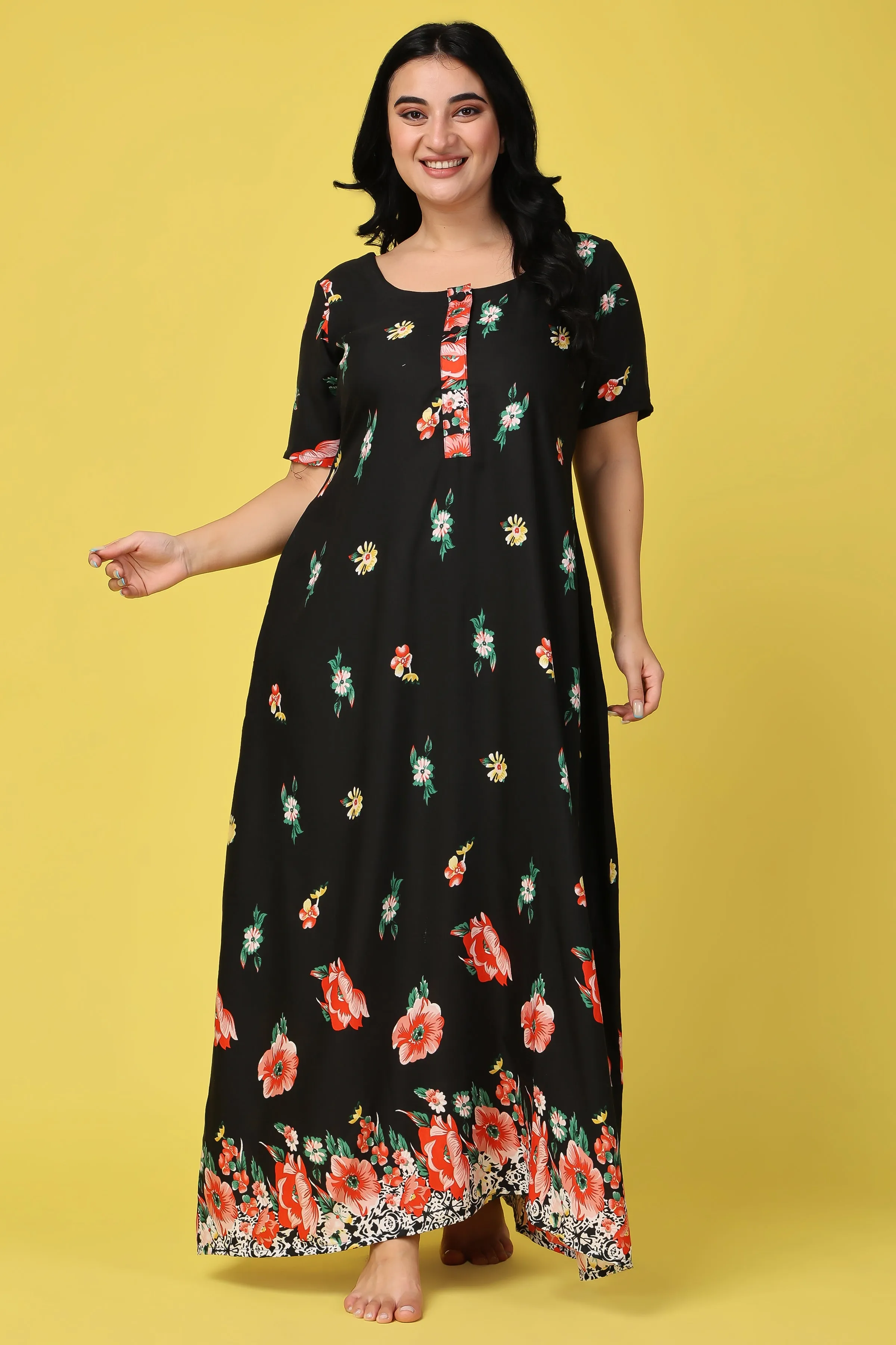 Midnight Garden Rayon Night Gown