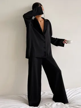 Oversized Solid Satin Loungewear Set