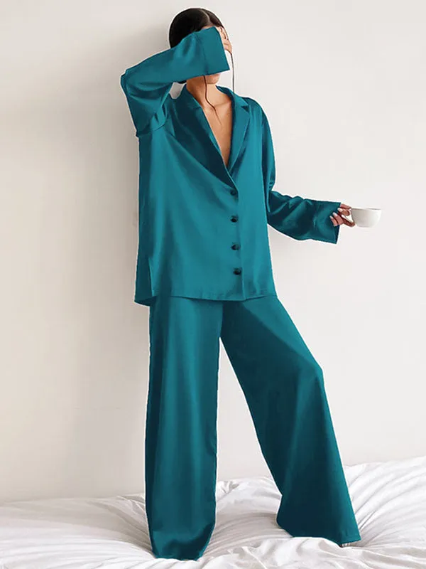 Oversized Solid Satin Loungewear Set