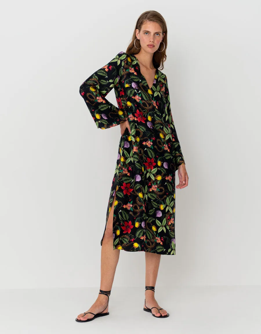 Phoenix Twill Midi Dress - Galindo Black