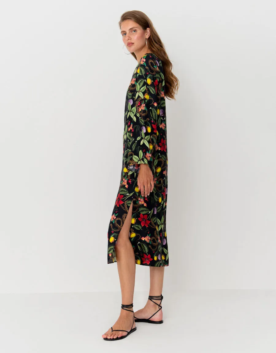 Phoenix Twill Midi Dress - Galindo Black