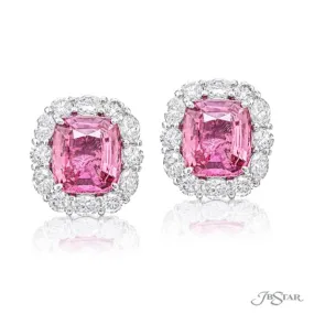 Pink Cushion Sapphire & Diamond Earrings