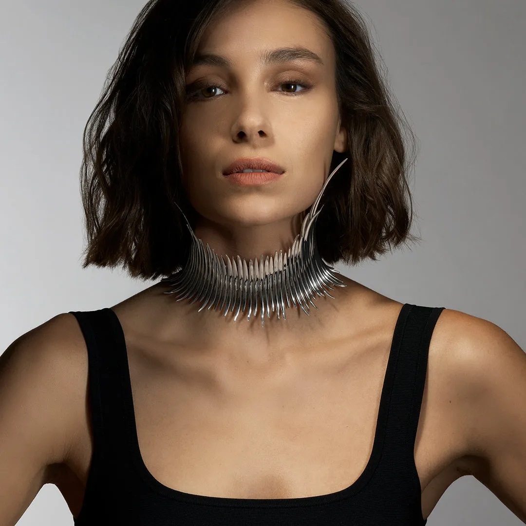 Quill Statement Choker - Silver