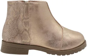 Rampage Toddler Girls’ Little Kid Slip On Short Shimmer Metallic Snake Boots with Metal Zipper