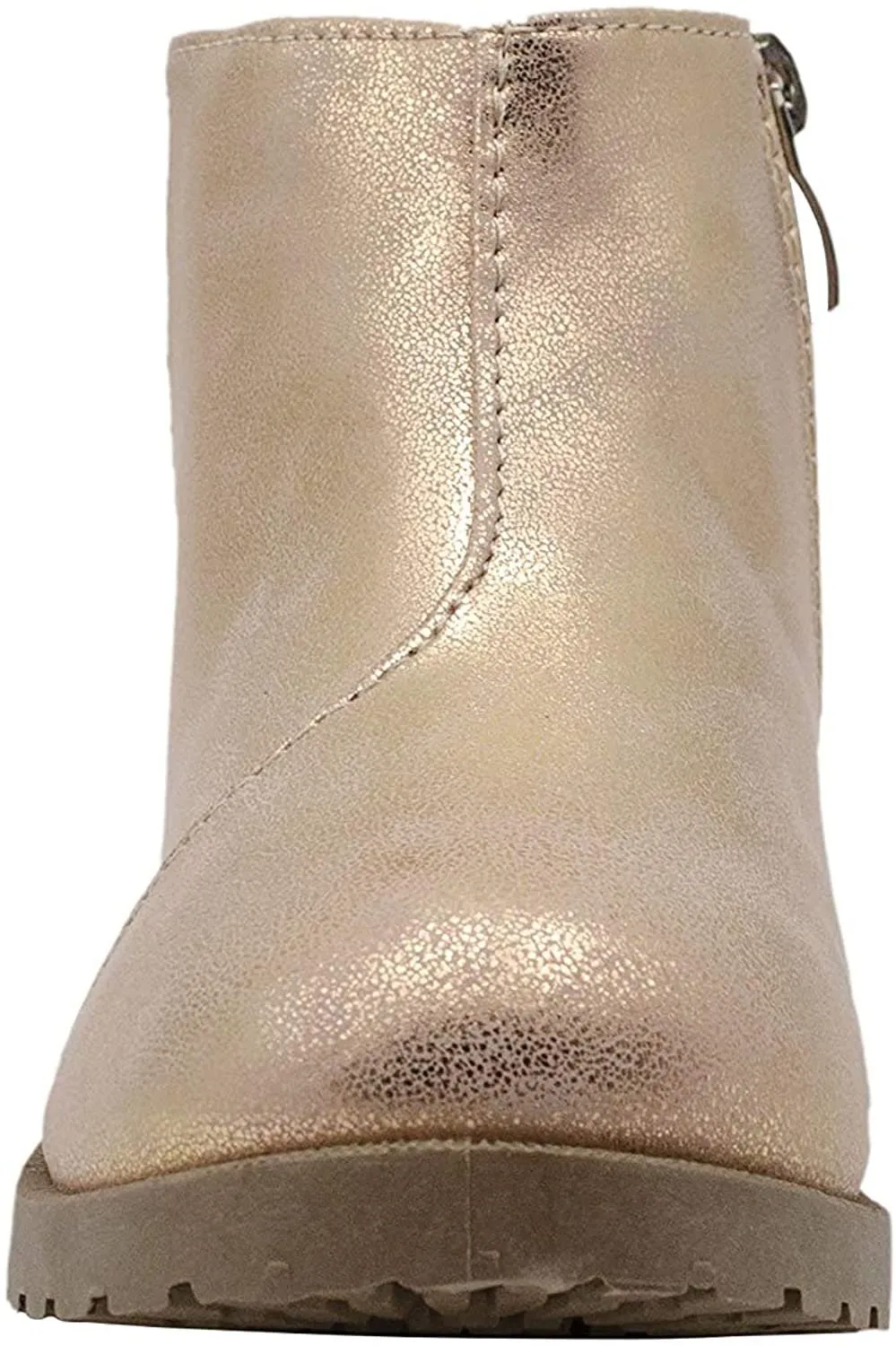 Rampage Toddler Girls’ Little Kid Slip On Short Shimmer Metallic Snake Boots with Metal Zipper