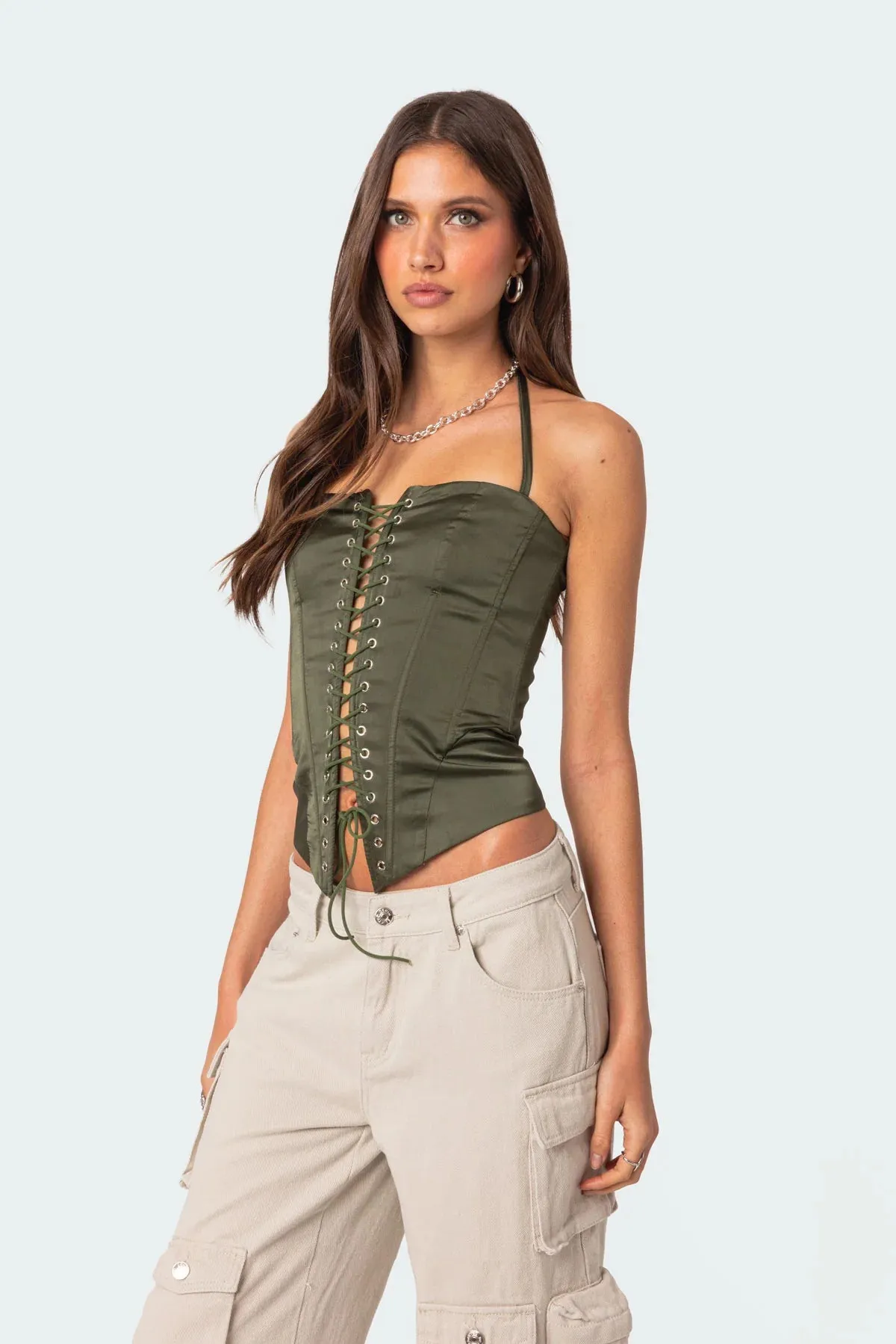 Satin Lace-Up Corset