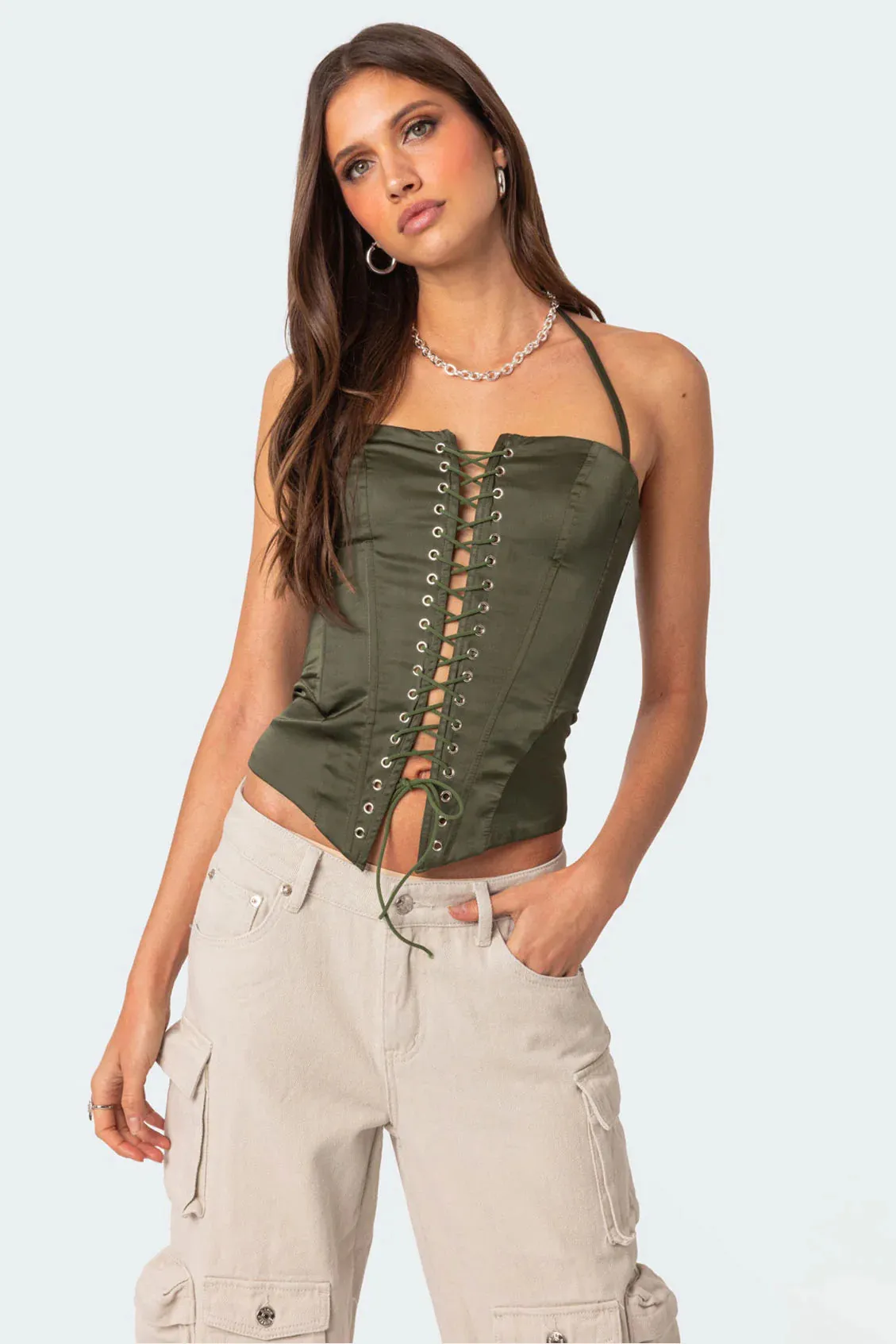 Satin Lace-Up Corset