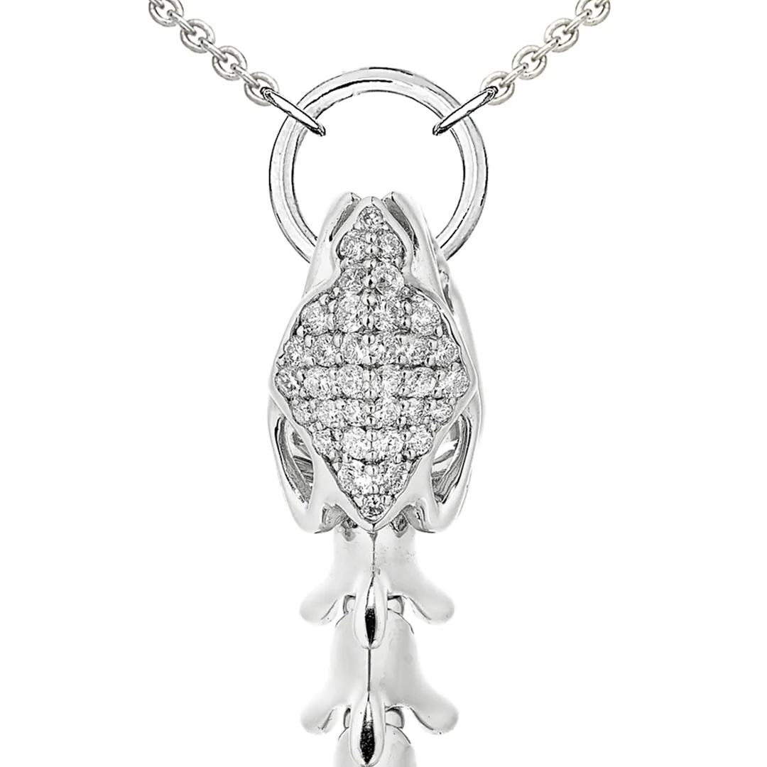 Serpent's Trace Drop Pendant - Silver & Diamond Pavé