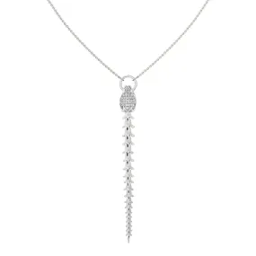 Serpent's Trace Drop Pendant - Silver & Diamond Pavé