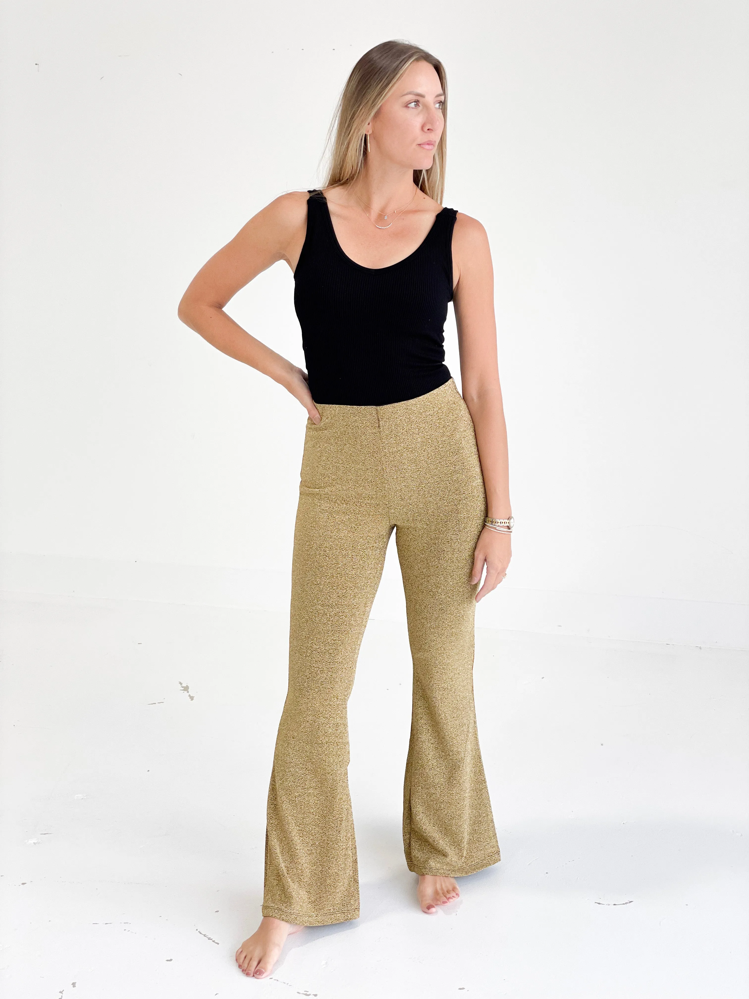 Shockey Stretchy Flare Pants - Gold